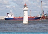 Safe and Sound,  entering Mersey past Perch Rock Lighthouse , UK  © 2014  Mike Lester